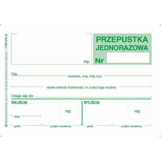 Przepustka jednorazowa, Druki, Papier i etykiety