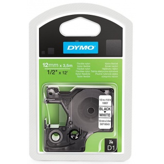 TAŚMA D1 12mm/3,5m NYLONOWA CZARNY/BIAŁY S0718040, Taśmy, Materiały eksploatacyjne