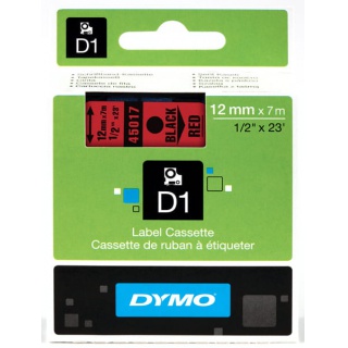 TAŚMA DO DRUK. D1 12mm/7m CZARNY/CZERWONY S0720570, Taśmy, Materiały eksploatacyjne