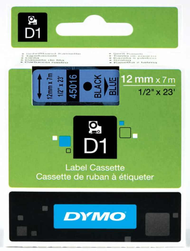 TAŚMA DO DRUK. D1 12mm/7m CZARNY/NIEB. S0720560, Taśmy, Materiały eksploatacyjne