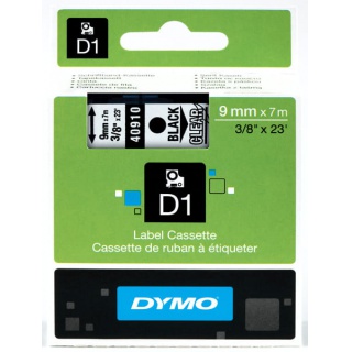 TAŚMA DO DRUK. D1 9mm/7m CZARNY/PRZEZR. S0720670, Taśmy, Materiały eksploatacyjne