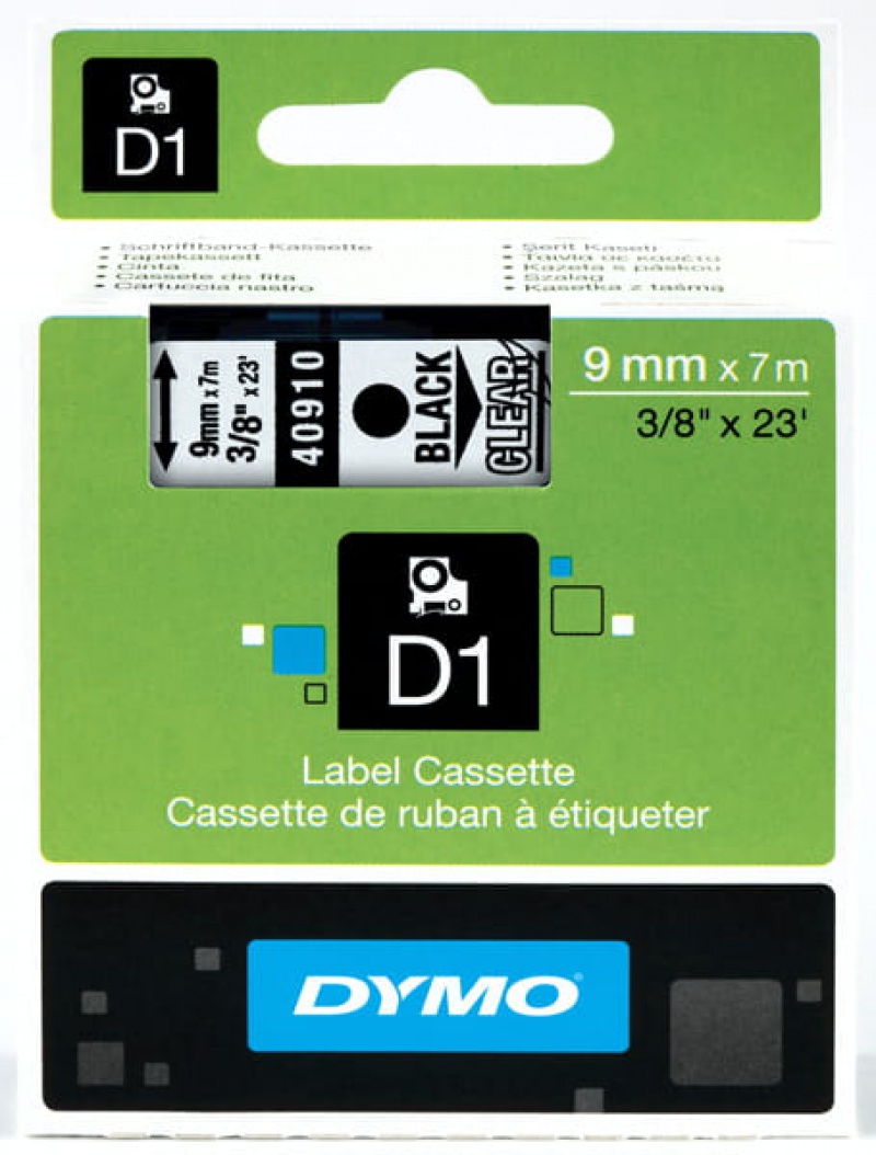 TAŚMA DO DRUK. D1 9mm/7m CZARNY/PRZEZR. S0720670, Taśmy, Materiały eksploatacyjne