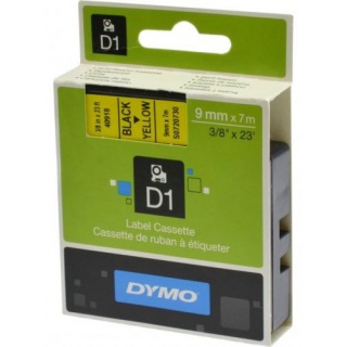 TAŚMA DO DRUK. D1 9mm/7m CZARNY/ŻÓŁTY S0720730, Taśmy, Materiały eksploatacyjne