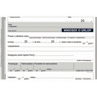 Wniosek o udzielenie urlopu, Druki, Papier i etykiety
