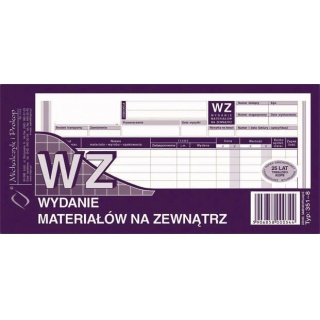 WZ Wydanie materiałów na zewnątrz, Druki, Papier i etykiety