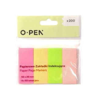 ZAKŁADKI INDEKSUJĄCE PAPIER. 50x20 4x50szt, Zakładki indeksujące, Papier i etykiety