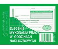 Zlecenie wykonania pracy w godzinach nadliczbowych, Druki, Papier i etykiety