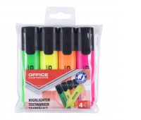 Zakreślacz fluorescencyjny OFFICE PRODUCTS, 2-5mm (linia), 4szt., mix kolorów, Textmarkery, Artykuły do pisania i korygowania